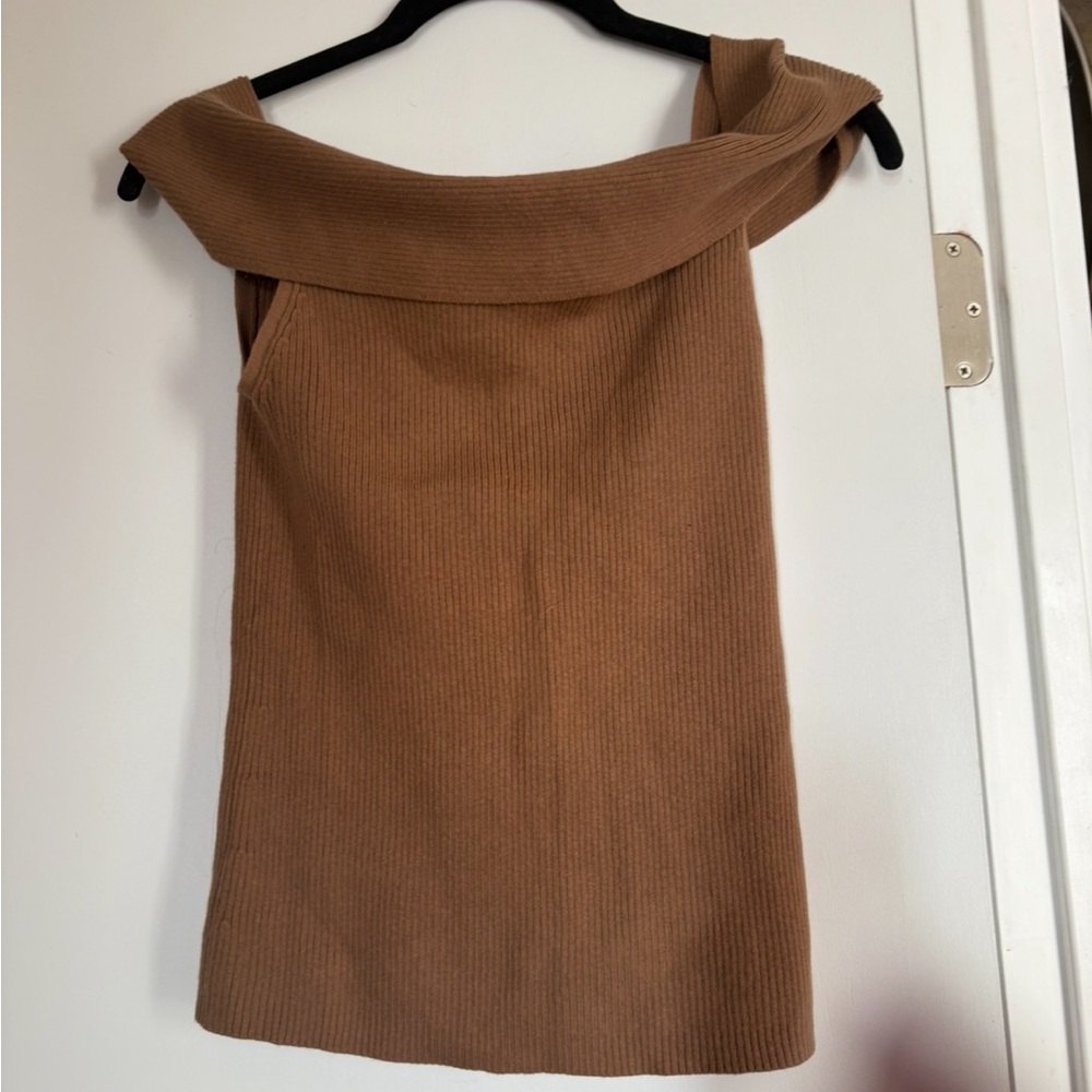 Everlane Off-Shoulder Sweater in Brown